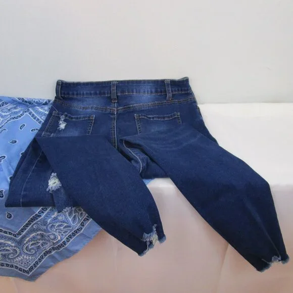 Bamboo Distressed High Rise Stretch Skinny Jeans - Picture 6 of 14